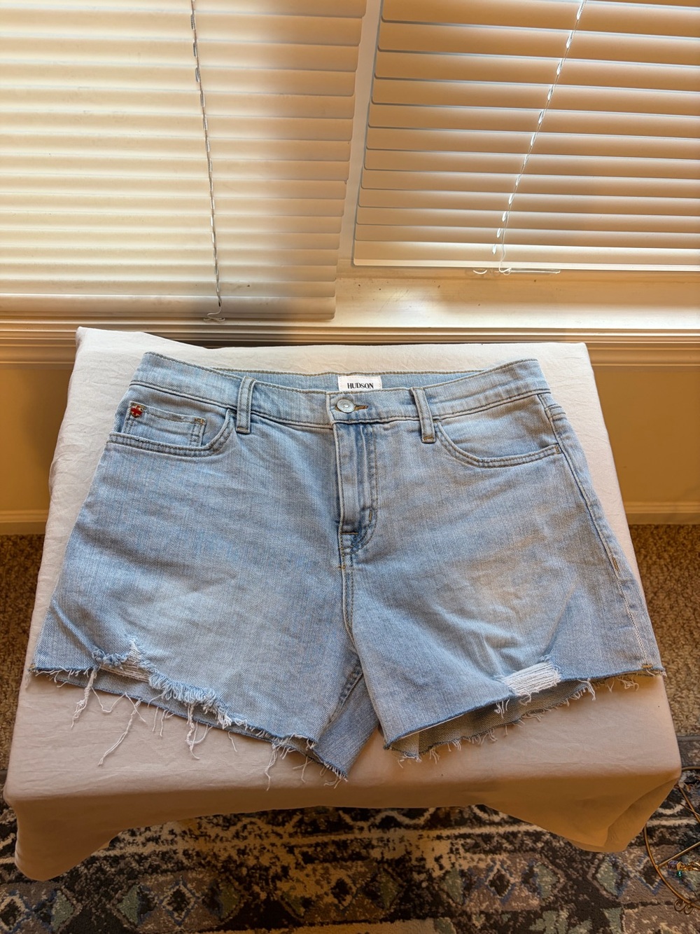 Hudson Gracie mid rise cutoff denim short light wash 3.5 inseam women’s size 28